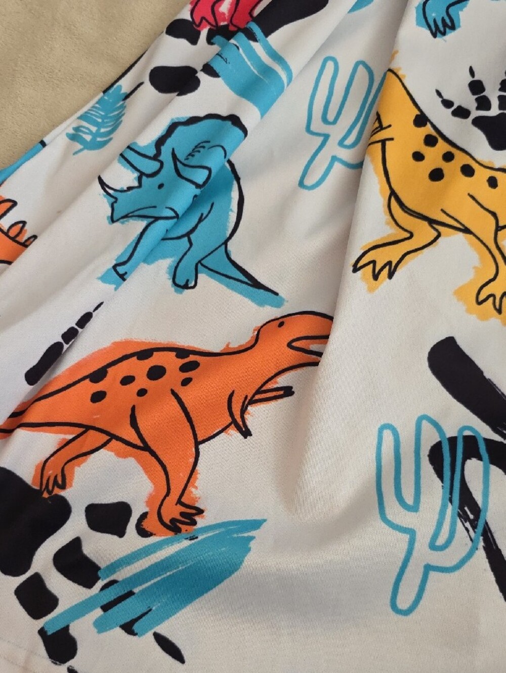 Black Top Dinosaur Print Kids Dress - Picture 3 of 6